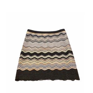 M Missoni Zig Zag Wool Scallop Hem Mini Skirt
